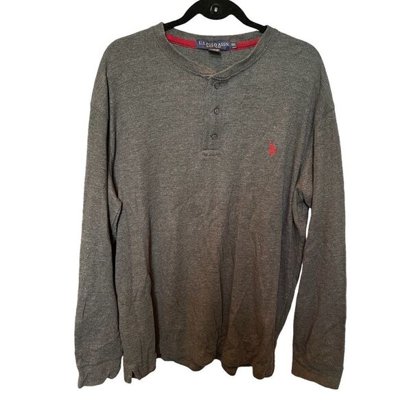 US Polo Assn NWOT dark gray 3 button Henley XXL long sleeve - Picture 1 of 6